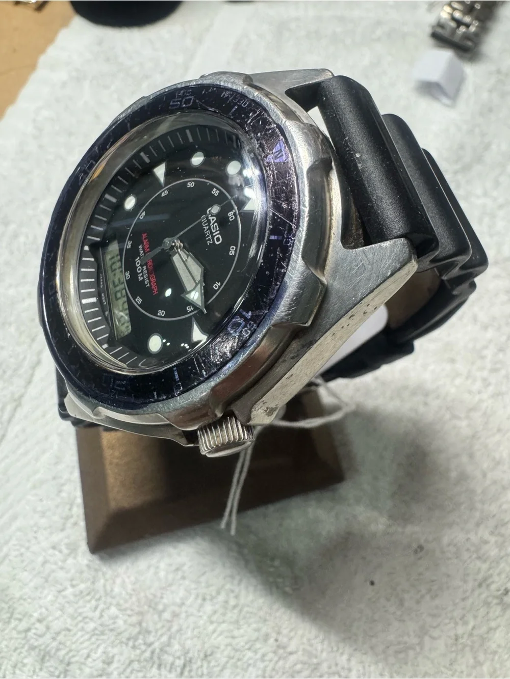 Casio Black Dial Silver Tone Sport Watch